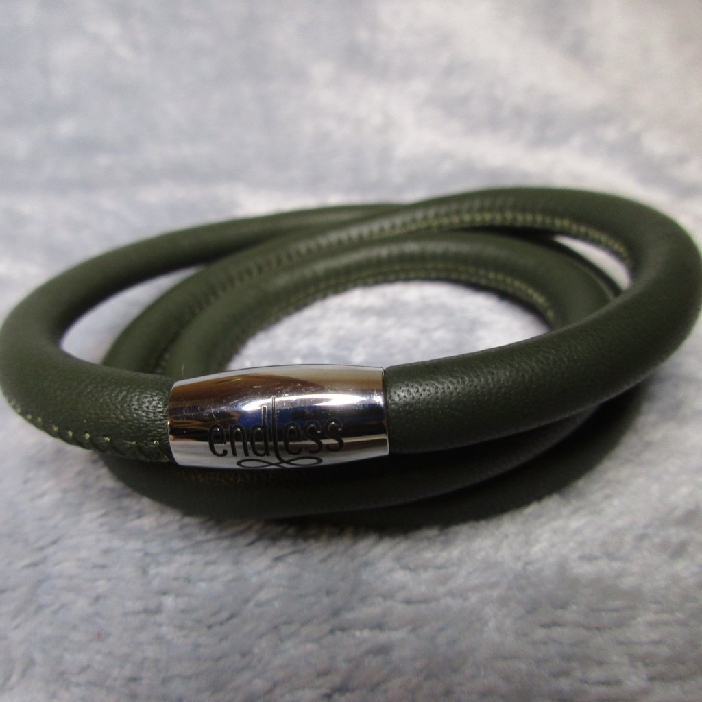 Endless Triple Green Leather Bracelet Silver Clasp By Jlo 7 Inch New A29